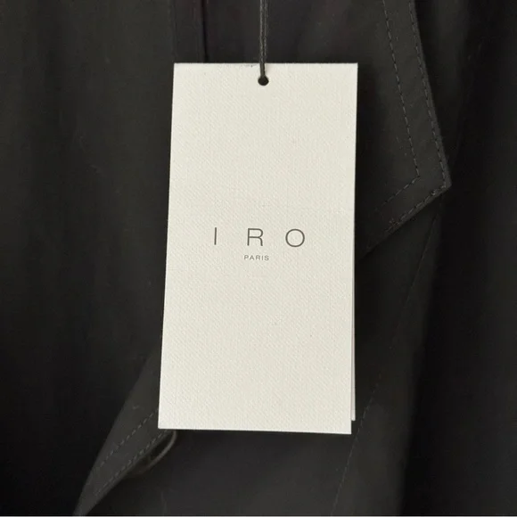 NWT IRO Foxton Long Black Trench Coat Belted Oversized 100% Cotton Poplin 36/S - Picture 8 of 15